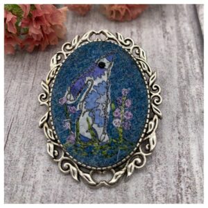 Blue Embroidered Liberty Hare Brooch